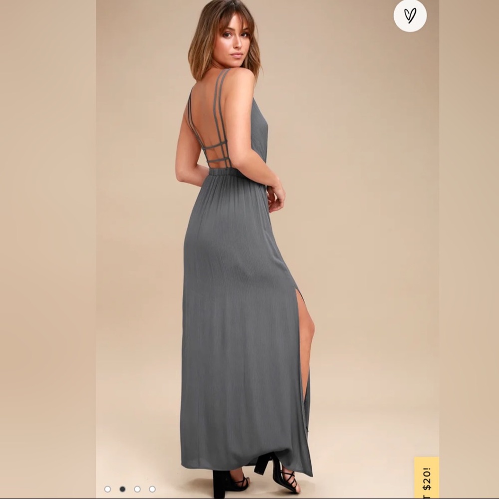 Lulus Lost in Paradise Slate Grey Maxi Dress